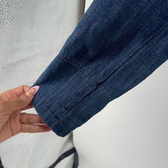 ECO Italy Women’s Dark Wash Denim Blazer Size 42 (US 6) Double Breasted - Picture 7 of 16